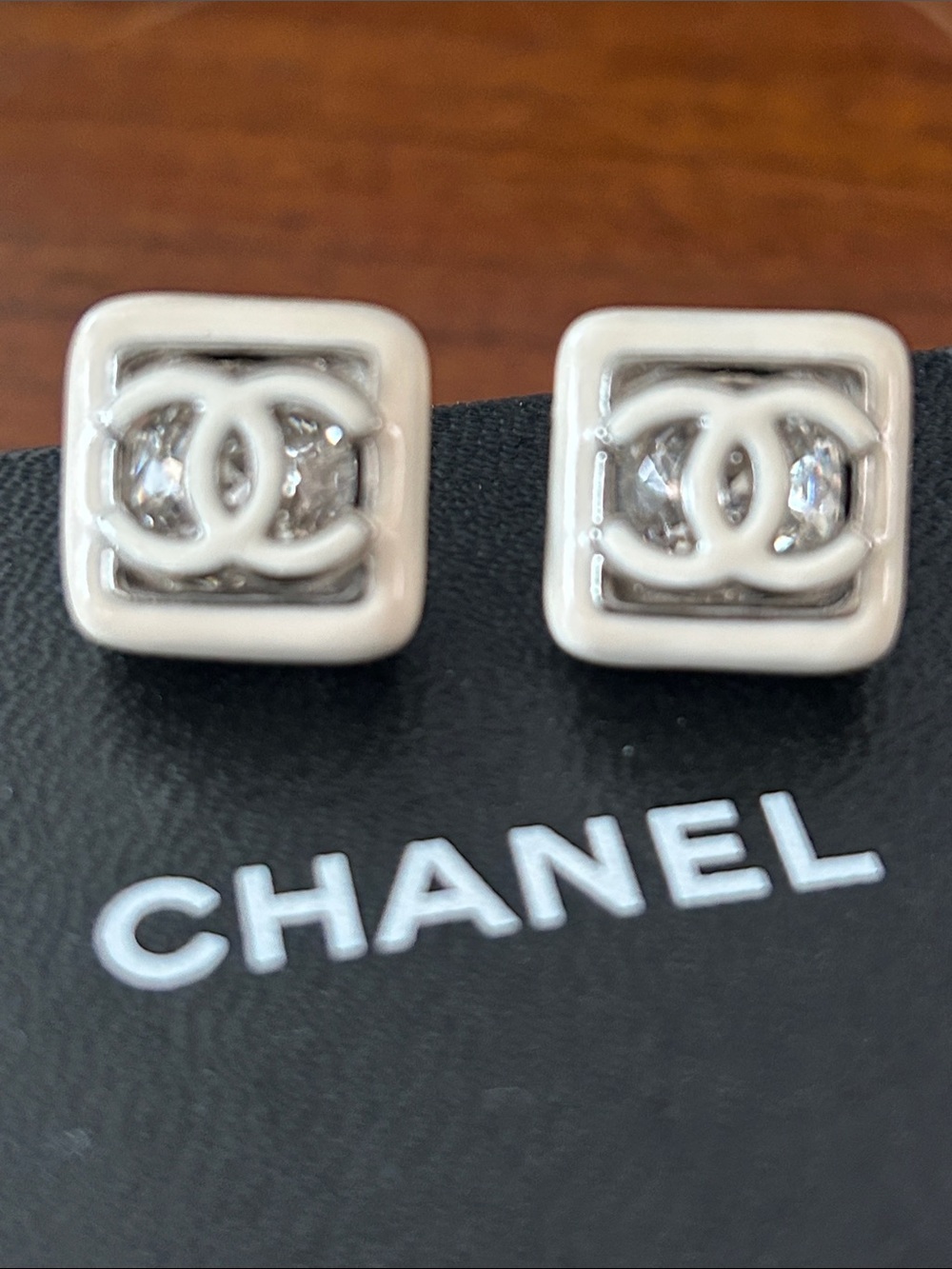 Chanel Vintage CC square resin stud earrings